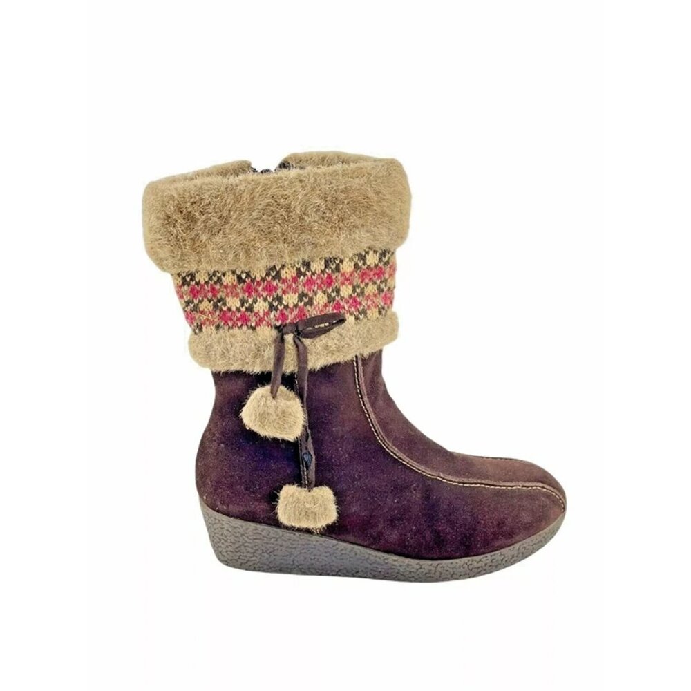Bass Womens Brown Suede Round Toe Mid Calf Comfort Snow Boots Size US 4